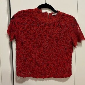 Sophisticated bold red lace top